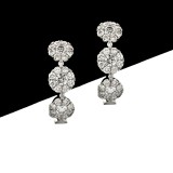 1.43 Cts. 18K White Gold Halo Diamond Hoop Earrings